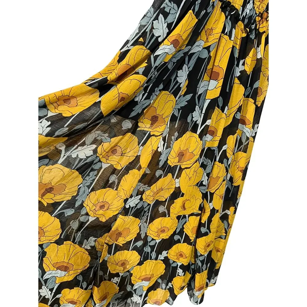 Free People Sophia Floral Print Jumpsuit Smocked Sleeveless Wide Leg Size XSmall - Picture 12 of 15